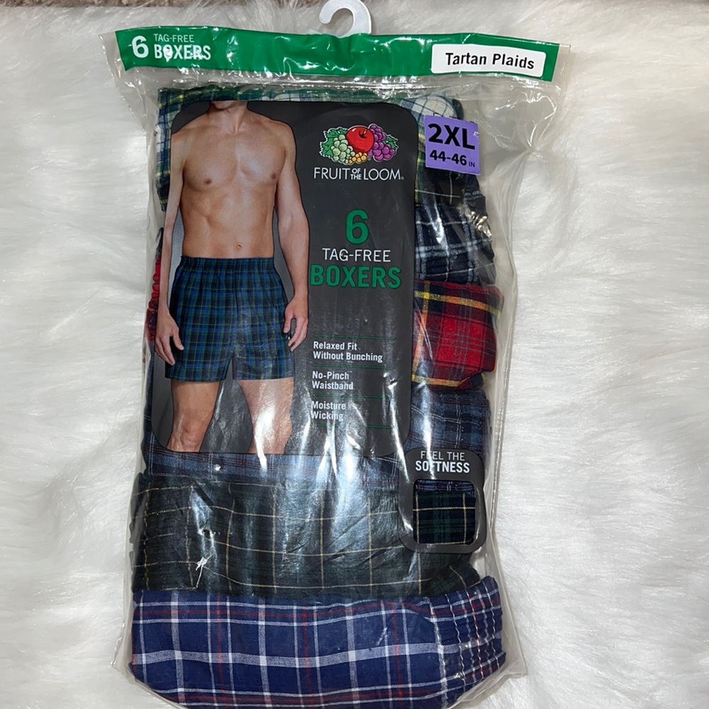 Fruit of the Loom 6 Tag-Free Boxers Size 2XL (44-46 inches)